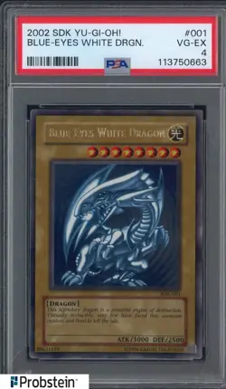 2002 Yu-Gi-Oh! SDK #001 Blue Eyes White Dragon PSA 4 VG-EX - Image 1