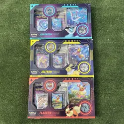 Pokemon Eeveelution Vmax Premium Collection Vaporeon Flareon Jolteon Set of 3 - Image 1