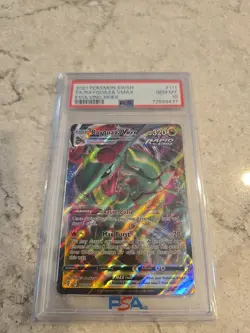 2021 Pokemon Sword & Shield Full Art Rayquaza VMAX Evolving Skies #111 PSA 10 - Image 1