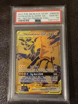 2021 POKEMON SM BLACK STAR PROMO #SM248 FULL ART/PIKACHU & ZEKROM GX PSA 10 - Image 1