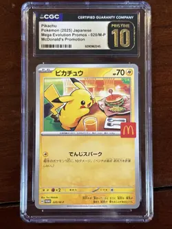 Pokemon Japanese McDonald’s Pikachu 020/m-p CGC Pristine 10 Promo Mega Evolution - Image 1