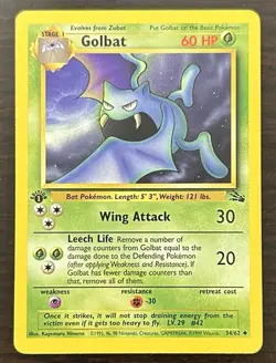 Pokemon TCG Fossil 1st Edition Golbat 34/62 - Image 1