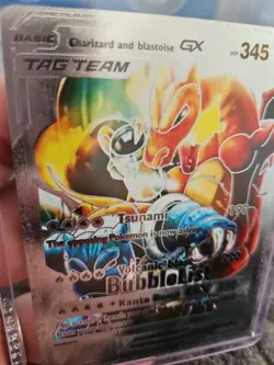 Charizard and Blastoise GX Silver Foil Fan Art Collector Pokemon Tag Team HP345 - Image 3