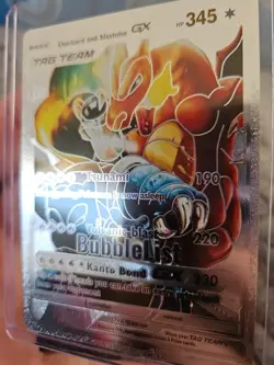 Charizard and Blastoise GX Silver Foil Fan Art Collector Pokemon Tag Team HP345 - Image 4
