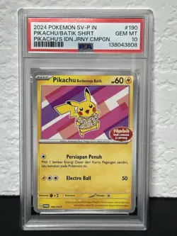 PSA 10 Pokemon 2024 Indonesian Pikachu Batik 190/SV-P Journey Campaign Promo - Image 1