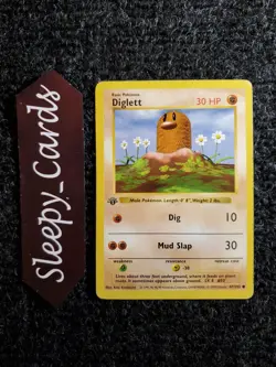 Diglett 47/102 1st Edition Shadowless Base Set 1999 Pokemon Front NM Back PL - Image 1