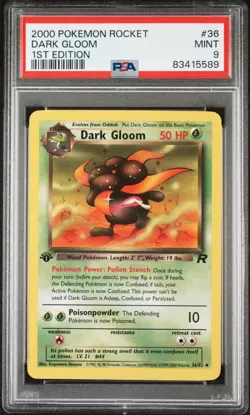 2000 POKEMON ROCKET 1ST EDITION #36 DARK GLOOM MINT PSA 9 - Image 1