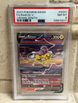 Pokemon TCG: Raikou V GG41/GG70 Crown Zenith Galarian Gallery PSA 8 - Image 1
