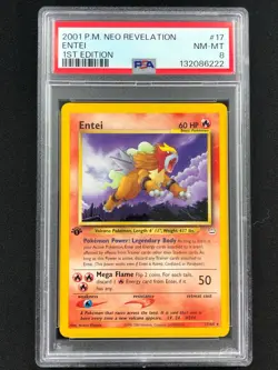 Pokemon 2001 Entei 1st 17/64 Neo PSA 8 - Image 1