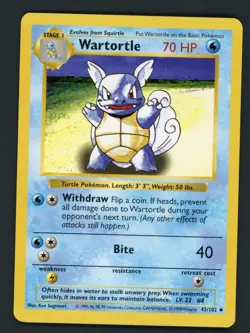 Pokemon Card Wartortle 042/102 Base Set (Shadowless) Regular NM - Image 1