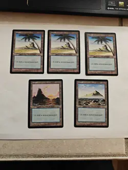 MTG Mirage Basic Land lot, 5 cards - all NM to LP - Image 1