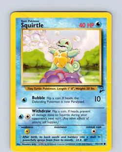 Pokemon TCG Squirtle 93/130 Base Set 2 Unlimited Common Card WOTC Played HP - Image 1