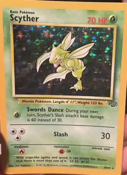 Pokemon Jungle Scyther Holo Rare Card 10/64 1999 - Image 1