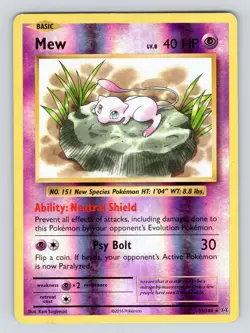 MP Mew 53/108 Evolutions Reverse Holo Pokemon Card (Lily Pad Mew) - Image 1
