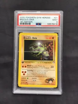 Pokemon Cards: Gym Heroes 1st Edition Rare: Brock's Onix 21/132 PSA 9 - Image 1