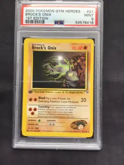 Pokemon Cards: Gym Heroes 1st Edition Rare: Brock's Onix 21/132 PSA 9 - Image 2