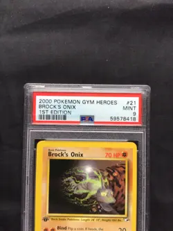 Pokemon Cards: Gym Heroes 1st Edition Rare: Brock's Onix 21/132 PSA 9 - Image 3