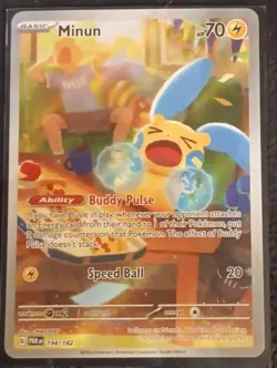 The Pokemon Company Minun 194/182 SV04: Paradox Rift Illustration Rare Holo HP … - Image 1