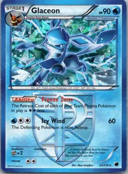 Pokemon TCG Glaceon 23/116 Plasma Freeze Cracked Ice Holo MP - Image 1
