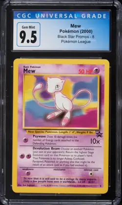2000 POKEMON LEAGUE BLACK STAR PROMO MEW #8 CGC 9.5 GEM MINT - Image 1