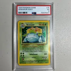 1999 Pokemon TCG Venusaur Holo Base Set Unlimited 15/102 PSA 5 - Image 1