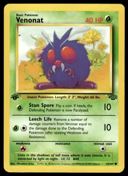 Pokemon TCG Jungle #63/64 Venonat 1st Edition MP - Image 1
