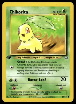 Pokemon TCG Neo Genesis 1st Edition #54/111 Chikorita LP+ - Image 1