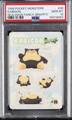 1998 POCKET MONSTERS SEALDASS FANCY GRAFFITI #08 KABIGON PSA 10 - Image 1