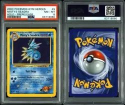 2000 POKEMON GYM HEROES HOLO-PRERELEASE #9 MISTY'S SEADRA PSA 8 - Image 3