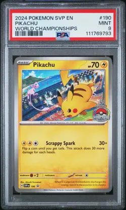 Pikachu 2024 Pokemon Black Star Promo World Championships PSA 9 #190 - Image 1