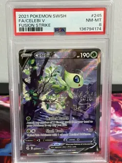 Pokemon TCG Celebi V Alternate Art Fusion Strike 245/264 PSA 8 - Image 1
