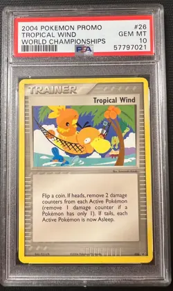 Pokemon PSA 10 GEM MINT 2004 Tropical Wind World Championship Black Star Promo - Image 1