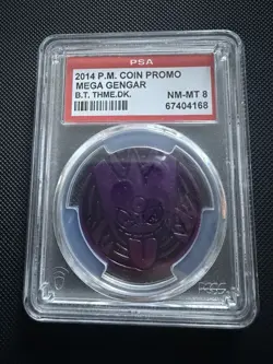 2014 Mega Gengar Coin: Purple - Pokemon XY "Bolt Twister" Theme Deck Coin PSA 8 - Image 1