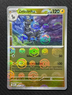 Zebstrika 032/086 Pokeball Holo White Flare Pokemon English Near Mint - Image 1