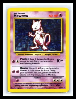 💥 MEWTWO | Pokemon TCG 1999 | (BASE SET) Holo Rare Vintage # 10/102 - Image 1
