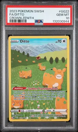 2023 POKEMON SWORD & SHIELD CROWN ZENITH #GG22 FULL ART/DITTO PSA 10 - Image 1