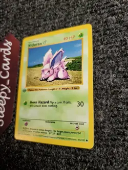 Nidoran 55/102 - 1st Edition Shadowless Base Set Pokemon TCG Vintage WOTC NM - Image 2
