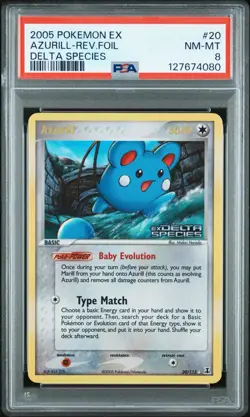 2005 POKEMON EX DELTA SPECIES AZURILL #20 REVERSE FOIL PSA 8 NM - Image 1
