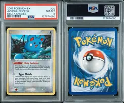 2005 POKEMON EX DELTA SPECIES AZURILL #20 REVERSE FOIL PSA 8 NM - Image 3