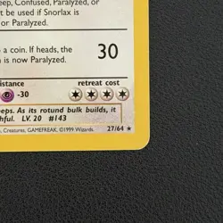 Pokemon TCG Snorlax 27/64 Jungle Unlimited Rare - MP - Image 2