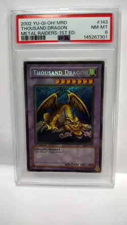Yu- Gi-Oh Thousand Dragon MRD-143 Metal Raiders 1st Edition PSA 8 - Image 1