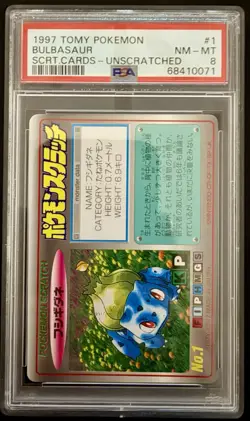 Pokemon Japanese Scratch Unscratched Bulbasaur 1997 Tomy Card PSA 8 - Image 1