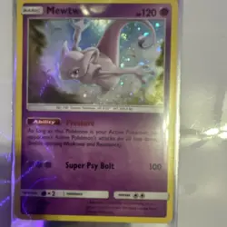 Pokemon TCG Mewtwo SM Promo Holo SM77 Basic 120 HP Pressure Super Psy Bolt Card - Image 1