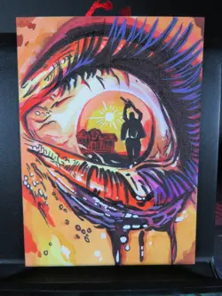 Texas Chainsaw Massacre Hand Drawn 1/1 Auto Sketch Art Card Studio Blacklight - Image 1