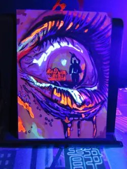 Texas Chainsaw Massacre Hand Drawn 1/1 Auto Sketch Art Card Studio Blacklight - Image 5