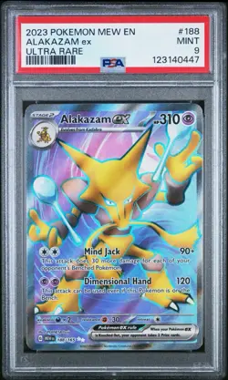 2023 POKEMON MEW EN-151 ULTRA RARE #188 ALAKAZAM EX PSA 9 - Image 1