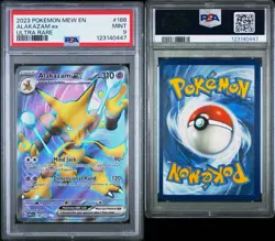 2023 POKEMON MEW EN-151 ULTRA RARE #188 ALAKAZAM EX PSA 9 - Image 3