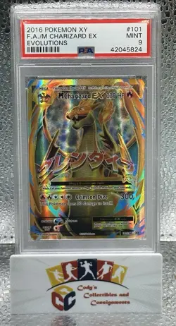 M CHARIZARD EX 2016 POKEMON XY EVOLUTIONS #101 FULL ART PSA 9 MINT - Image 1