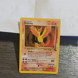 Pokemon Moltres Fossil Holo Rare 12/62 1999 70 HP Dive Bomb 80 Basic Unlimited - Image 1