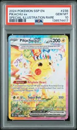 2024 POKEMON SSP EN-SURGING SPARKS SPECIAL ILLUSTRATION RARE PIKACHU EX PSA 10 - Image 1